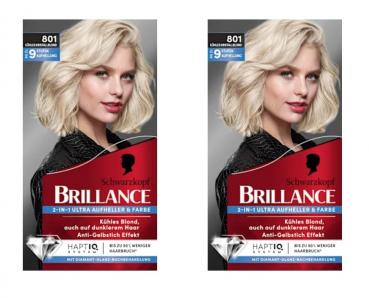 2x Schwarzkopf Brillance 2-in-1 Aufheller&Farbe 801 Kühles Kristallblond EAN4015100715743