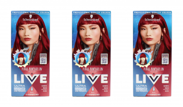 3x Schwarzkopf Live Ultra Brights Dark Red 026 EAN4015100863161
