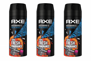 Axe Skateboard & Fresh Roses Bodyspray Deo Spray , 3x150ml EAN8710847909542