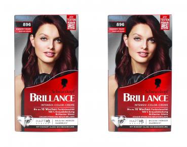 2x Schwarzkopf Brillance Intensiv-Color-Creme 896 Schwarzrot Organdi EAN4015100441710