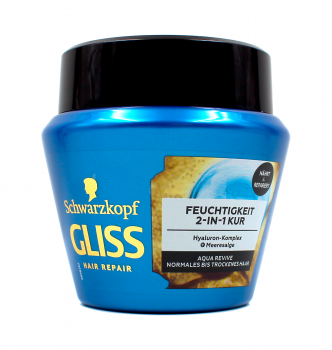Gliss Hair Repair Feuchtigkeit 2-In-1 Kur Aqua Revive , 1x300ml EAN4015100803488