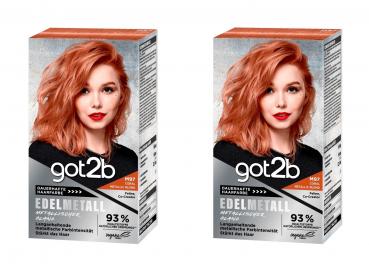 2x got2b Edelmetall Dauerhafte Haarfarbe M97 Coral Metallic Blond , EAN4015100734966