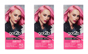 3x got2b Farb/Artist 093 Flamingo Pink Temporäre Haarfarbe , EAN4015100717396