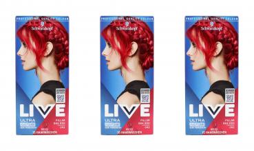 3x Schwarzkopf Live Ultra Brights Pillar Box Red 092 EAN4015100816983