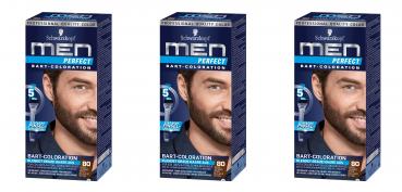 3x Schwarzkopf Men Perfect Bart-Coloration 80 Natur Schwarzbraun EAN4015100192247