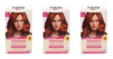 3x Palette Intensive Tönungs Color-Creme Haarfarbe 7-7 Karamell Kupfer EAN4015100814231