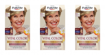 3x Poly Palette Vital Color Intensive Creme-Haarfarbe 8-1 Mittelaschblond EAN4015100802719