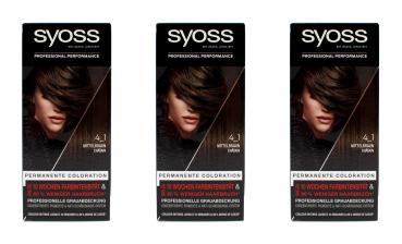3x Syoss Mittelbraun 4_1Permanente Coloration , EAN4015100323986