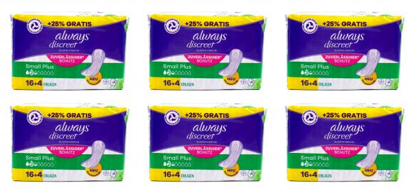 Always discreet small plus Damenbinden , 6x20 Einlagen EAN8001841934303
