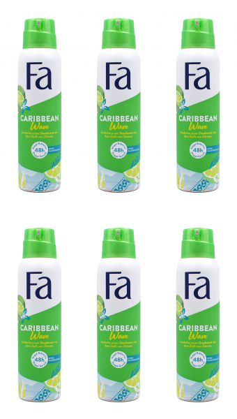 Fa Caribbean Wave Deodorant Deo Spray , 6x150ml EAN4015100429282