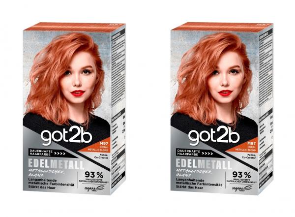 2x got2b Edelmetall Dauerhafte Haarfarbe M97 Coral Metallic Blond , EAN4015100734966