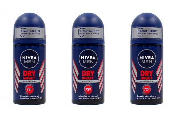 Nivea Men Dry Impact Anti-Transpirant Roll-On, 3x50ml EAN42419358