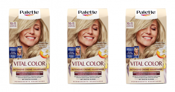 3x Poly Palette Vital Color Intensive Creme-Haarfarbe 10-11 Silberblond EAN4015100802658
