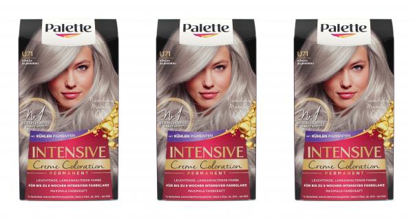 3x Palette Intensive Creme Coloration U71 Kühles Silbergrau EAN4015100323566