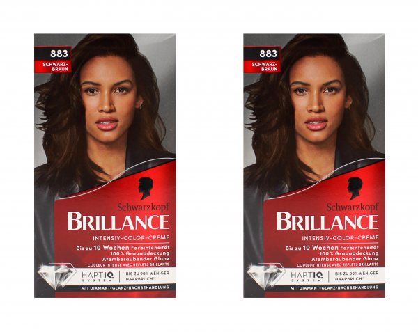 2x Schwarzkopf Brillance Intensiv-Color-Creme 883 Schwarz Braun EAN4015100444209