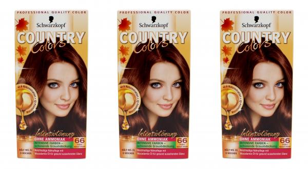 3x Schwarzkopf Country Colors Intensivtönung 66 Peru Nougat Braun , EAN4015000523738