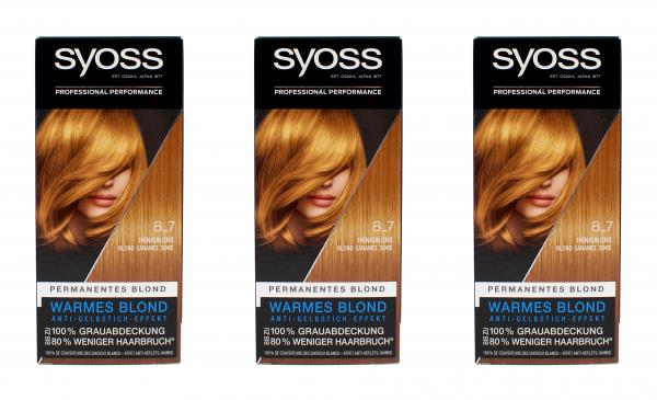 3x Syoss Honigblond 8_7 Warmes Blond Permanente Coloration , EAN4015100324006